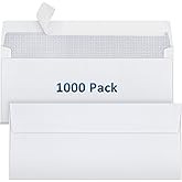 Outdoramic 1000 Pack #10 Security Envelopes Self Seal - 4-1/8 x 9-1/2 Inch White Business Envelopes Peel and Seal Closure, 28 LB Windowless Security Tinted Envelope Bulk