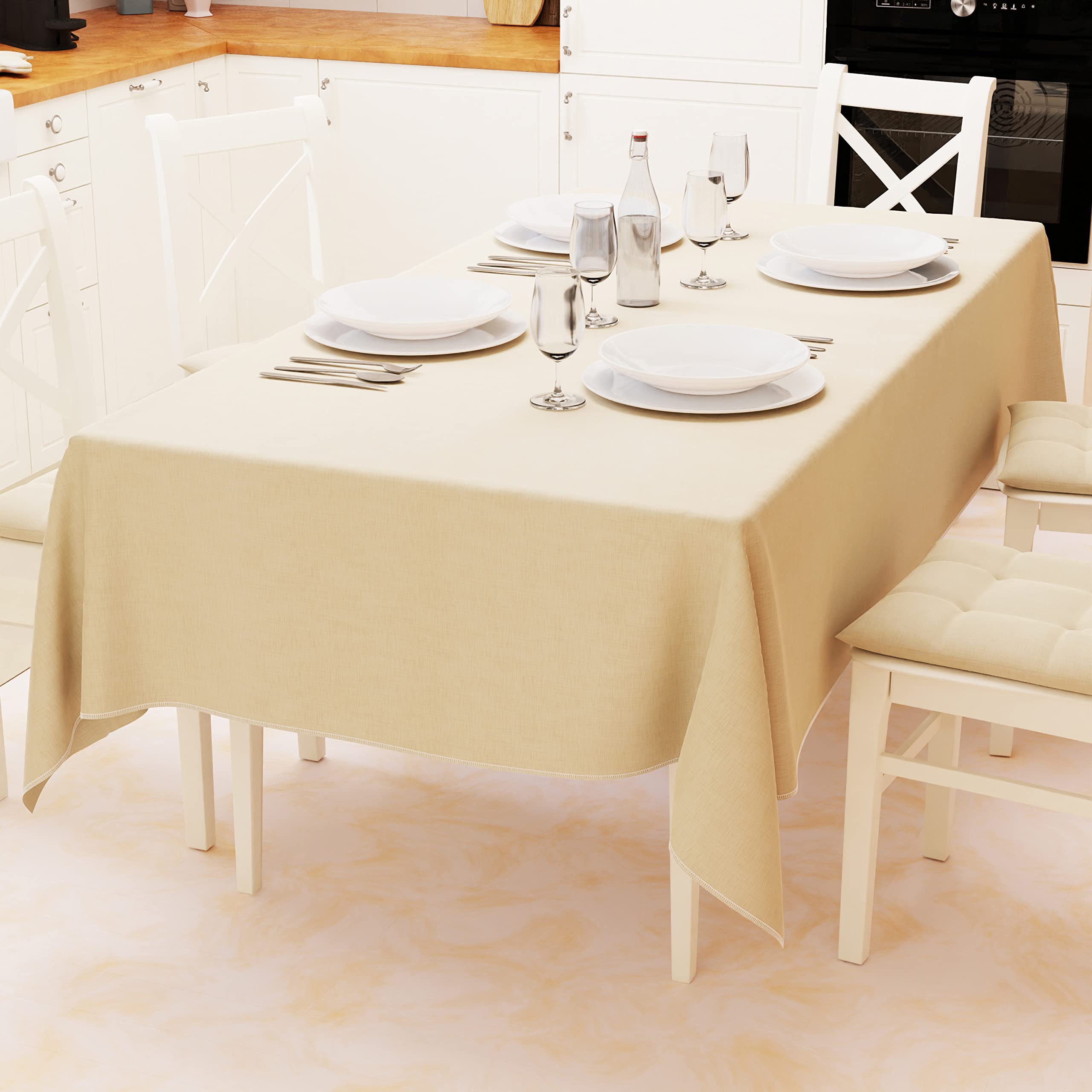 PETTI Artigiani Italiani - Rectangular Tablecloth, Elegant Tablecloth, Plain Cotton Tablecloth, Kitchen Table Cover, Sand Tablecloth X12 (140 x 240 cm), 100% Made in Italy