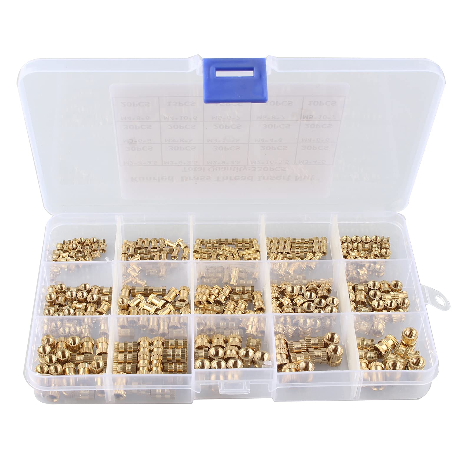 HALJIA 330PCS M2 - M5 Knurled Brass Thread Insert Nut, M2 M3 M4 M5 Brass Cylinder Knurled Threaded Round Insert Embedded Nuts Threaded Knurled Brass Threaded Insert Embedment Nuts for 3D Printing