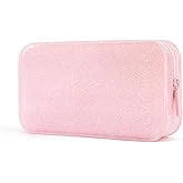 Case-Mate Jelly Makeup Bag - Waterproof Travel Makeup & Toiletry Bag - Cosmetic Make Up Organizer/Case for Women - Small Zipper Pouch for Hair Accessories and Daily Essentials - Ballet Pink Twinkle