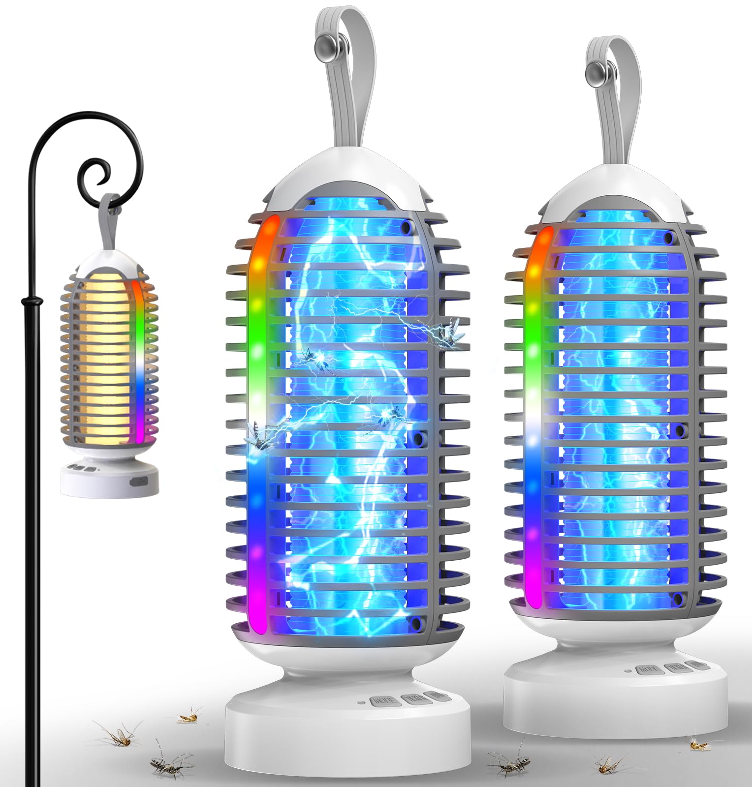 Photo 1 of Bug Zapper with Marquee Light, Mosquito Zapper Indoor Outdoor, 4000mAh, Smart Auto On/Off Rechargeable Fly Zapper, Portable Waterproof Insect Killer for Home, Kitchen, Patio, Camping, Party - 2 Packs
