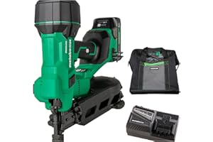 Metabo HPT 18V MultiVolt Brushless Cordless Coil Roofing Nailer Kit, 1-3/4" Coil Roofing Nailer with Power Tool 2.0Ah Lithium Ion Battery, Drives 7/8" to 1-3/4" Nails, NV1845DA
