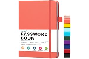LORTARL Password Book with Alphabetical Tabs - Medium Size Internet Address & Password Keeper Logbook, Password Notebook for Password Organization