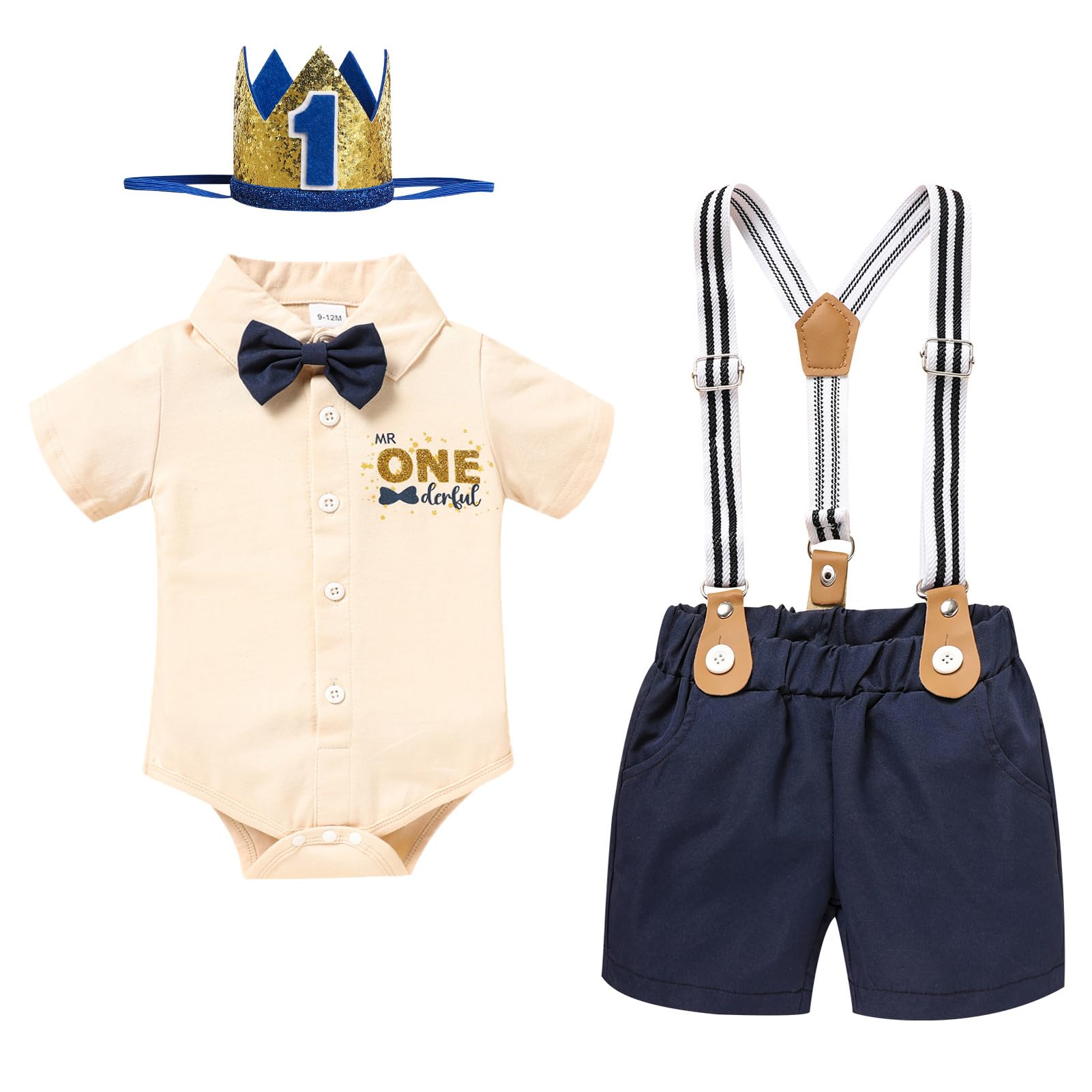 Cake Smash Boy Outfit, Blue Diaper Cover, Bow tie and Suspender, 1st Birthday Boy, Bowtie baby outfit, Bowtie birthday outfit main image 0