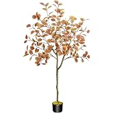 5FT Fall Artificial Tree for Decoration Fall Eucalyptus Tree Artificial | Autumn Fall Trees Potted Floor Plant for Porch Patio Farmhouse Fireplace Home Outdoor Indoor Thanksgiving Christmas