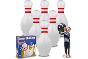 HearthSong Giant Indoor/Outdoor Inflatable Bowling Game for Kids' with Six 29"H Pins and 20" diam. Ball
