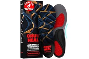 CRUVHEAL (New) Work Orthotic Insoles - Anti Fatigue Medium Arch Support Shoe Insert Men Women - Plantar Fasciitis Flat Feet - Relieve Foot Pain - Work Boot Insoles Standing All Day (XL, Blue Lines)