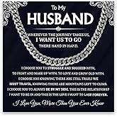 Husband Necklace Gifts From Wife, Anniversary Necklace For Husband, Christmas Birthday Valentines Day Necklace Gifts For Him, Cuban Chain Necklace For Men Romantic Gift
