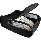 Suaetiai Golf Shoe Bag for Men Women, Mesh Travel Bag for Shoes, Water Proof Ventilation Shoe Bags for Gym, Outdoor Shoes Carrier with Zippered and Handle (Black-1 Pack)