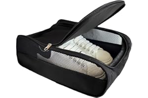 SUAETIAI Golf Shoe Bag for Men Women, Mesh Travel Bag for Shoes, Water Proof Ventilation Shoe Bags for Gym, Outdoor Shoes Carrier with Zippered and Handle (Black)