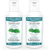 Eco-Dent TartarGuard Baking Soda Toothpowder - Enzyme Cleaning Action for Tartar Control, SLS-Free, Fluoride-Free Toothpaste Alternative, Fresh Mint Tooth Powder, 2 Oz (Pack of 2)