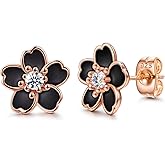 Pink Flower Earrings for Women, 925 Sterling Silver Stud Earrings, Cute Plumeria Earrings For Women, Cherry Blossom Hypoallergenic Stud