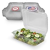 MT Products Plastic Food Containers with Hinged Lid – 8" x 5.8" x 2.5" Clear Clamshell Cupcake, Salad To Go Containers (Pack of 40) – Made in USA