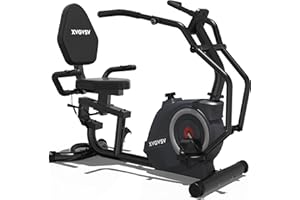XVGVSV Recumbent Bike Cross Trainer & Elliptical Exercise Bike 2-in-1 for Home Use, with Arm/Leg Exercisers,Adjustable Seat with Backrest, 16 Levels, 400LB Capacity, Pulse Sensors & LCD Monitor