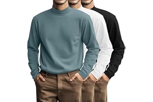 Riyiper 3 Pcs Plus Size Men's Mock Turtleneck Shirt Long Sleeve Turtleneck Pullover Casual Undershirt Basic Base Layer