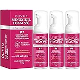 5% Minoxidil Foam for Women Hair Growth: OLIVITA Spray Hair Regrowth Treatment Serum with Biotin & Rosemary -Stop Hair Thinning and Hair Loss For Stronger Thicker Longer Hair 3 Packs