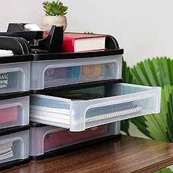 IRIS USA Plastic Desk Top 3-Drawer Storage