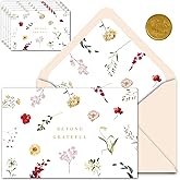 Gooji 4x6 Prairie Beyond Grateful Floral Thank You Cards with Envelopes Baby Shower Thank You Cards Girl (Bulk 20-Pack) Watercolor, Bridal Shower, Weddings, Small Business