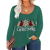 ForHailey Women's Plus Size Long Sleeve U Neck Tunics Tops Casual Loose Fit T Shirt Blouse