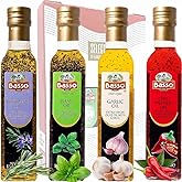 BASSO 1904 - Infused Extra Virgin Olive Oil Gift Box Set, First Cold Pressed, Variety Pack, 4 bottles x 8.5 fl.oz (250ml), Naturally Infused for Dipping & Tasting