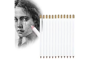 Kuraoyan 12 Pcs Eraser Pencil, Highlight Eraser Wooden Rubber Pencil Detail for Sketching Drawing Detail Revise