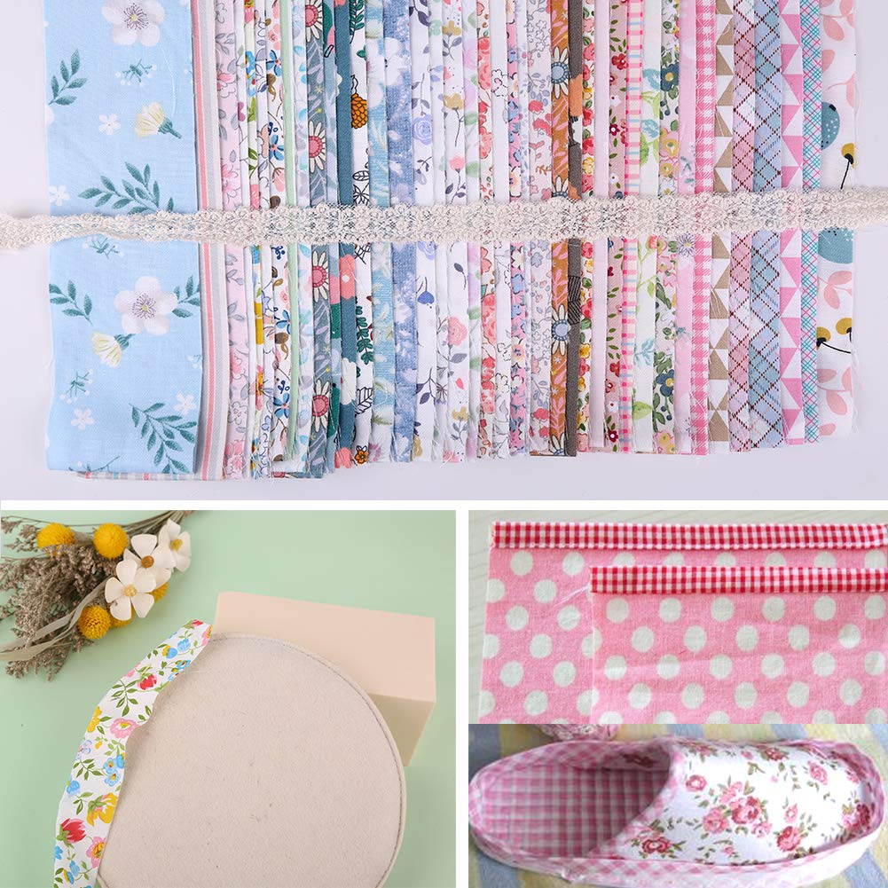 40 PCS Jelly Roll Fabric, Floral Fabric Squares Patchwork Sewing Roll Soft Cotton Fabrics for Quilting Crafting Fabrics Strips Bundle for DIY Craft Decoration, Cushions, Tablecloths Making
