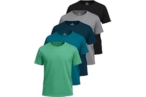 Real Essentials 5 Pack: Boys' Mesh Short Sleeve Athletic T-Shirt - Youth Kids Teens Active Basketball Tops (4-18 Years)