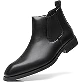 SANNAX Men
s Chelsea Boots Classic Business Leather Shoes Casual Dress Ankle Boot
