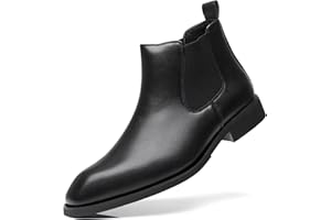 SANNAX Men's Chelsea Boots Classic Business Leather Shoes Casual Dress Ankle Boot