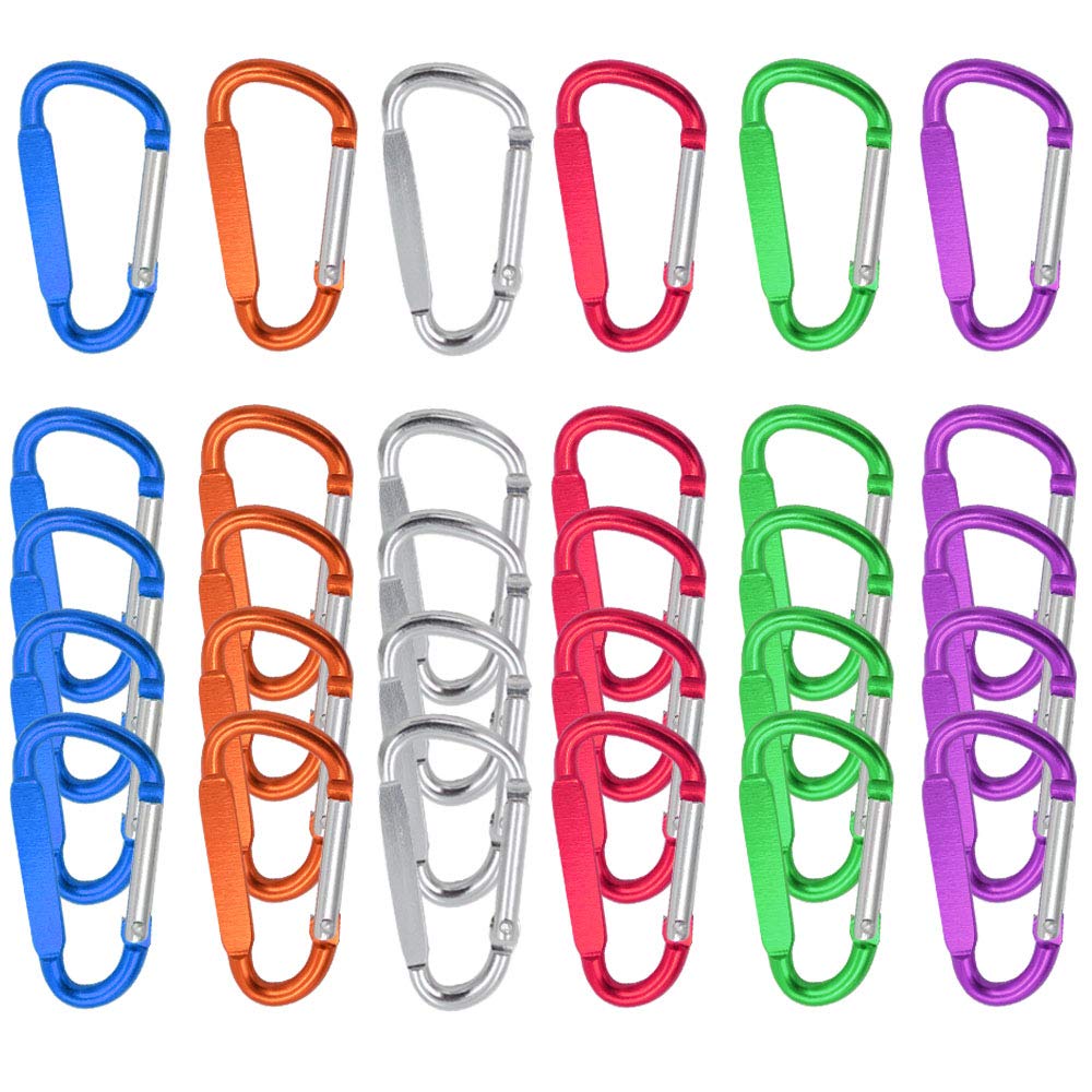 Senven 5cm D-Ring Buckle Carabiner,Aluminum Carabiner Clip Lock, Lock Carabiner Keychain, D-Spring Type Carabiner, Mini Lock Hook or Keychain (not Suitable for Climbing!) - 30Pcs