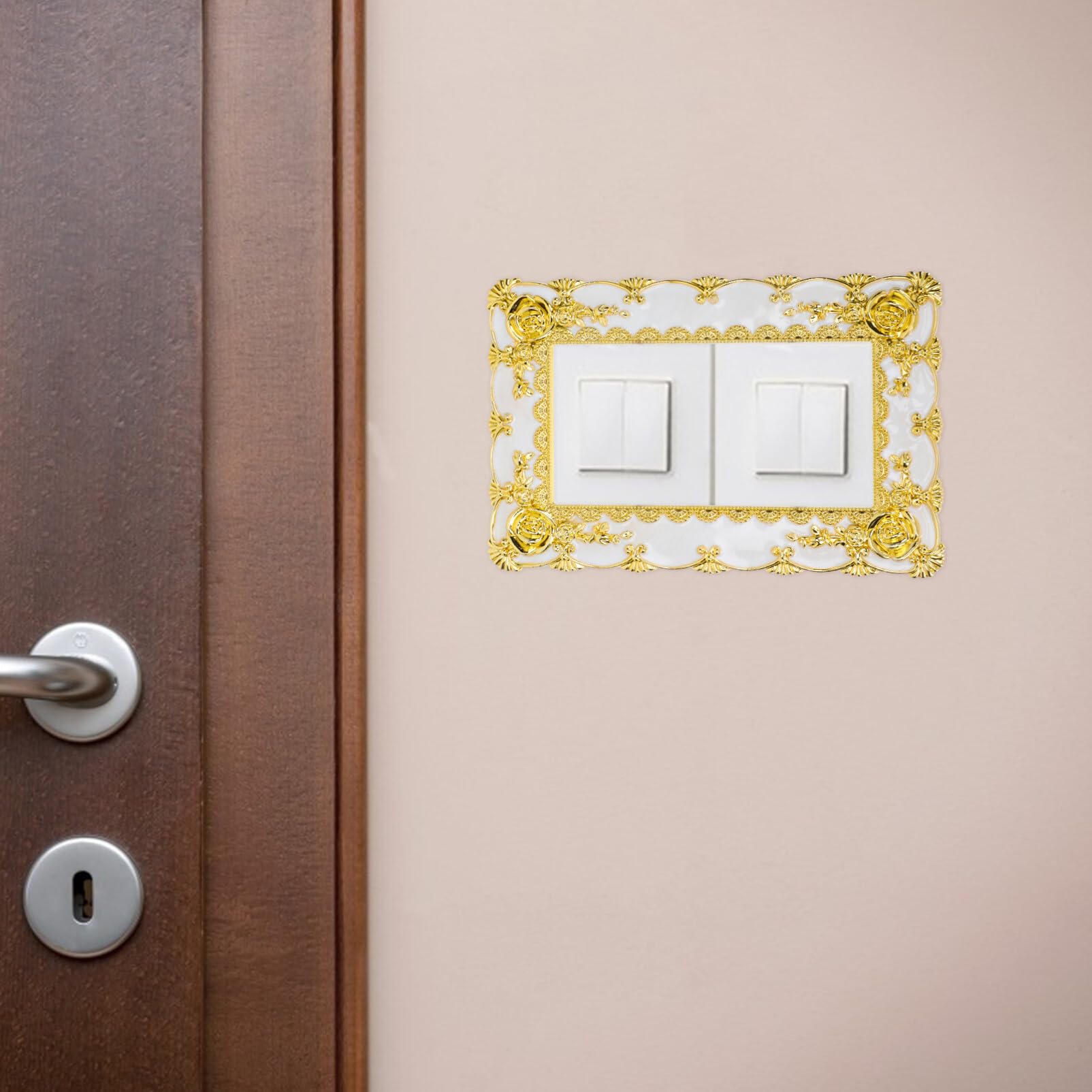 Double Cover Wall Sticker Light Cover European Resin Waterproof Wall Decal Decor for Restroom Golden