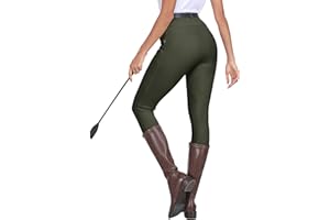 MoFiz Women's Horse Riding Pants Full Seat Silicon Knee-Patch Equestrian Breeches Horseback Schooling Tights Zipper Pockets