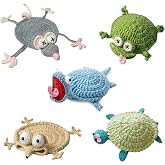 Crochet Animal Coasters Pop Up, Crochet Coasters 3D Funny Animal Mug Rug Drink Coaster Desk Accessories, Fun Soft Decorative Drink Coaster for Home Decor & Tabletop Protection (5PCS A)