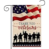 Veterans Day Garden Flag Vertical Double Sided Burlap 12Γ18 Inch Memorial Day, Fourth of July, Veterans Day Patriotic Flag Decorations