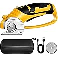 SakerPlus Cordless Electric Scissors,4V Rechargeable Cardboard Box Cutter Heavy Duty Fabric Scissor with Safety Lock & LED Light,Power Rotary Cutter for Leather Carpet Plastic Cutting,Sewing,Crafting