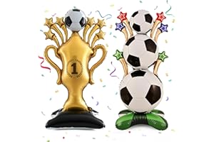 2 Pcs Giant Soccer Balloons Set, Self-Standing World Cup Trophy Balloon, Aluminum Foil Canada World Cup Balloons for Game Day