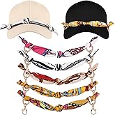 Tondiamo 5 Pcs Scarves Hat Chains Silk Bandana Trucker Hat Charms Bill Decoration Detachable DIY Silk Chain for Cowboy Cowgirl Women Man Mesh Baseball Cap Accessories