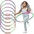 6 Pack: Toy Hoop Bundle Pack - Snap Together Detachable Adjustable Weight Size Plastic Hoops - Kids Hoola Rings for Sports, E