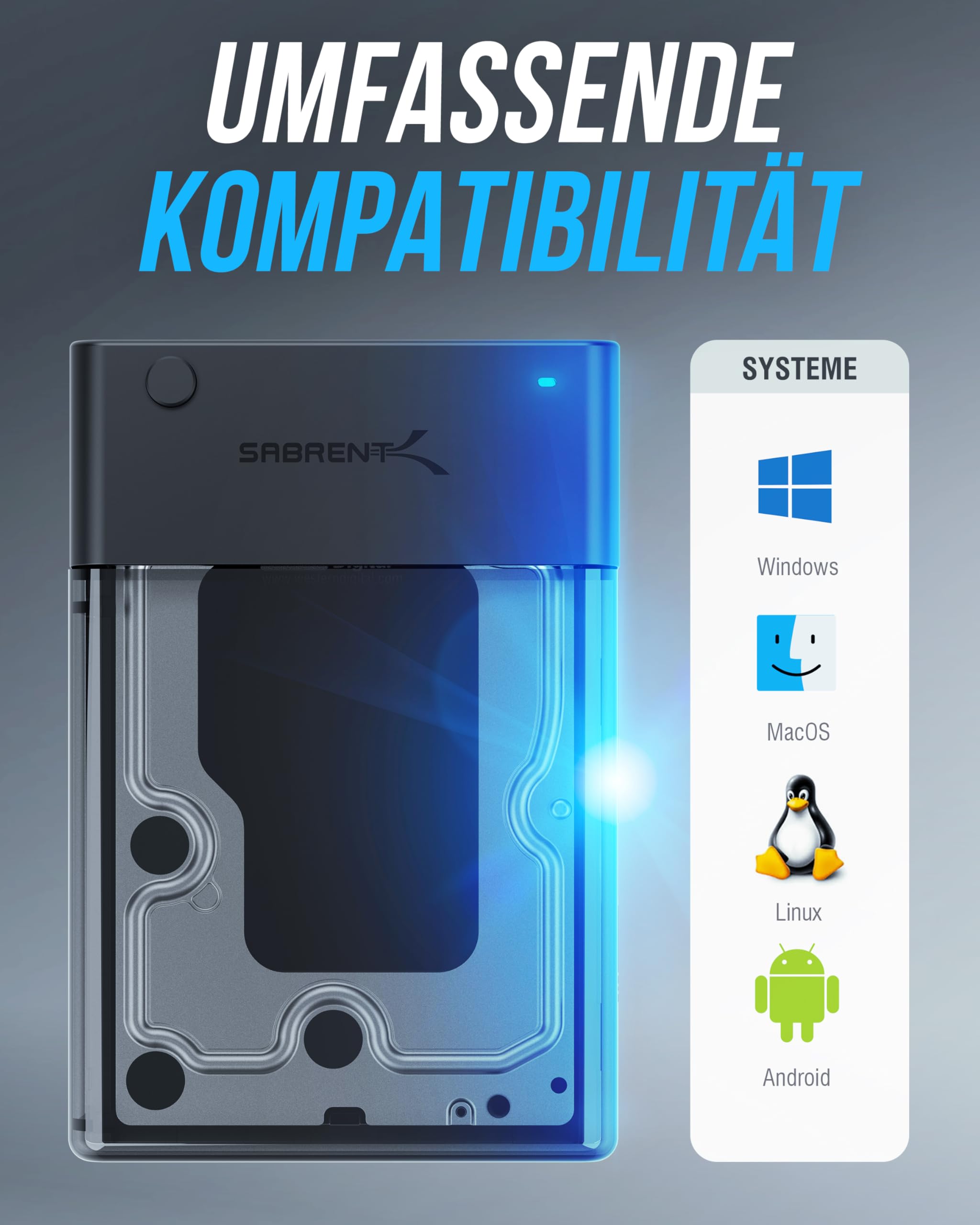 SABRENT Festplatten Dockingstation für 2,5''/3,5'' SATA HDD & SSD USB-A 5Gbps – Externes Festplattengehäuse USB 3.0 – Docking Station ohne Festplatte (EC-DFLT) 7