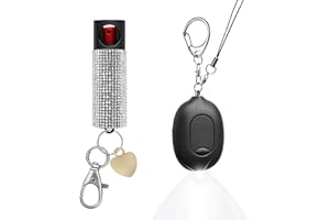 PAPASAFETY 3-in-1 Personal Safety Alarm & Door Handle Alarm & Pepper Spray Combo for Women, Max Strength Pepper Gel & Jeweled Monochromatic Design, 130dB Siren & Door Stop Alarm & Led Flashlight, Rechargeable