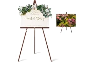 DecorDudz Wooden Easel Stand for Sign,63"" Portable Painting Easel, Adjustable Poster Stand with Tripod Easel for Painting, Wedding Sign, Drawing, Canvas, Display Show (Brown)