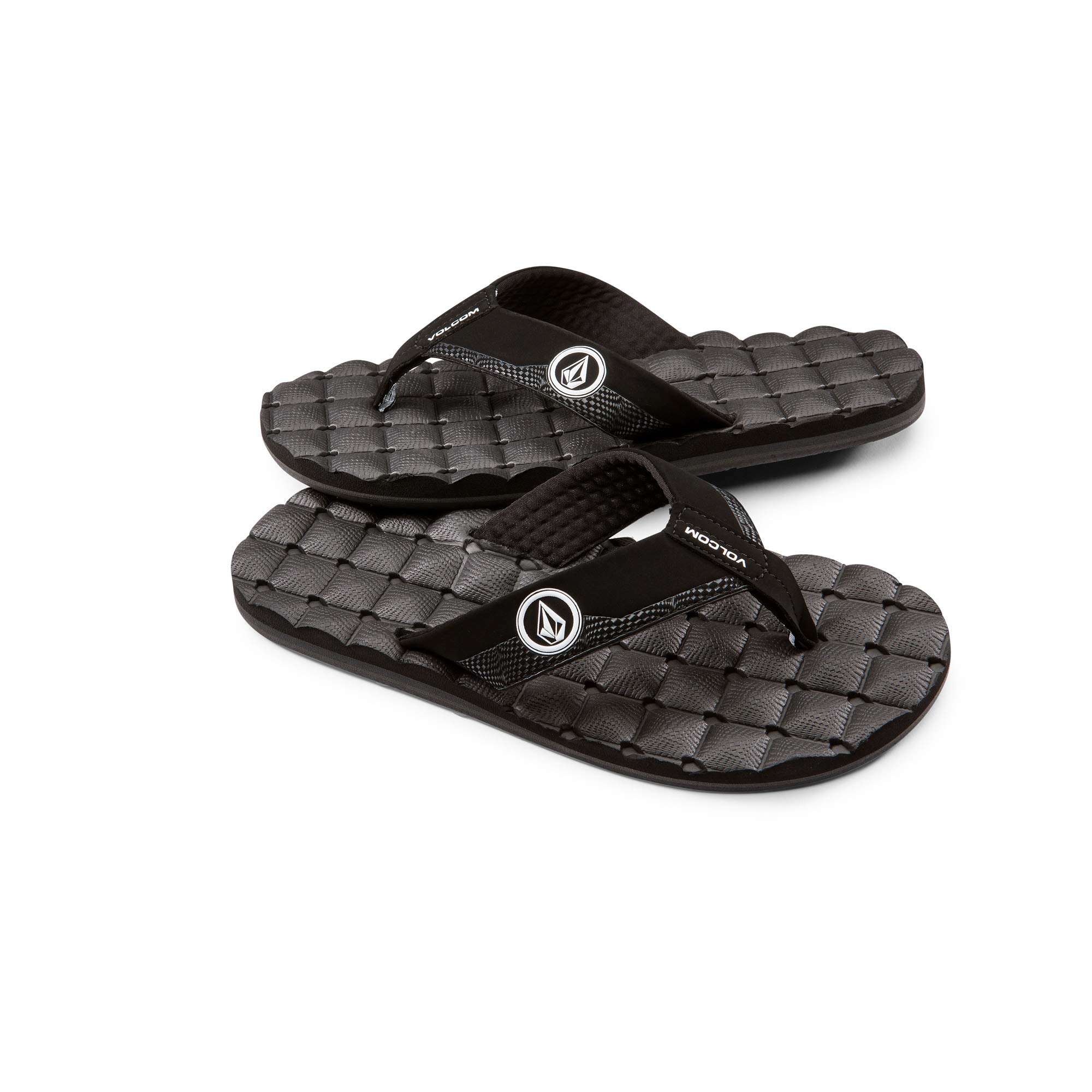 Volcom Men’s Recliner Sandal Flip Flop, Black/White, 7 M US