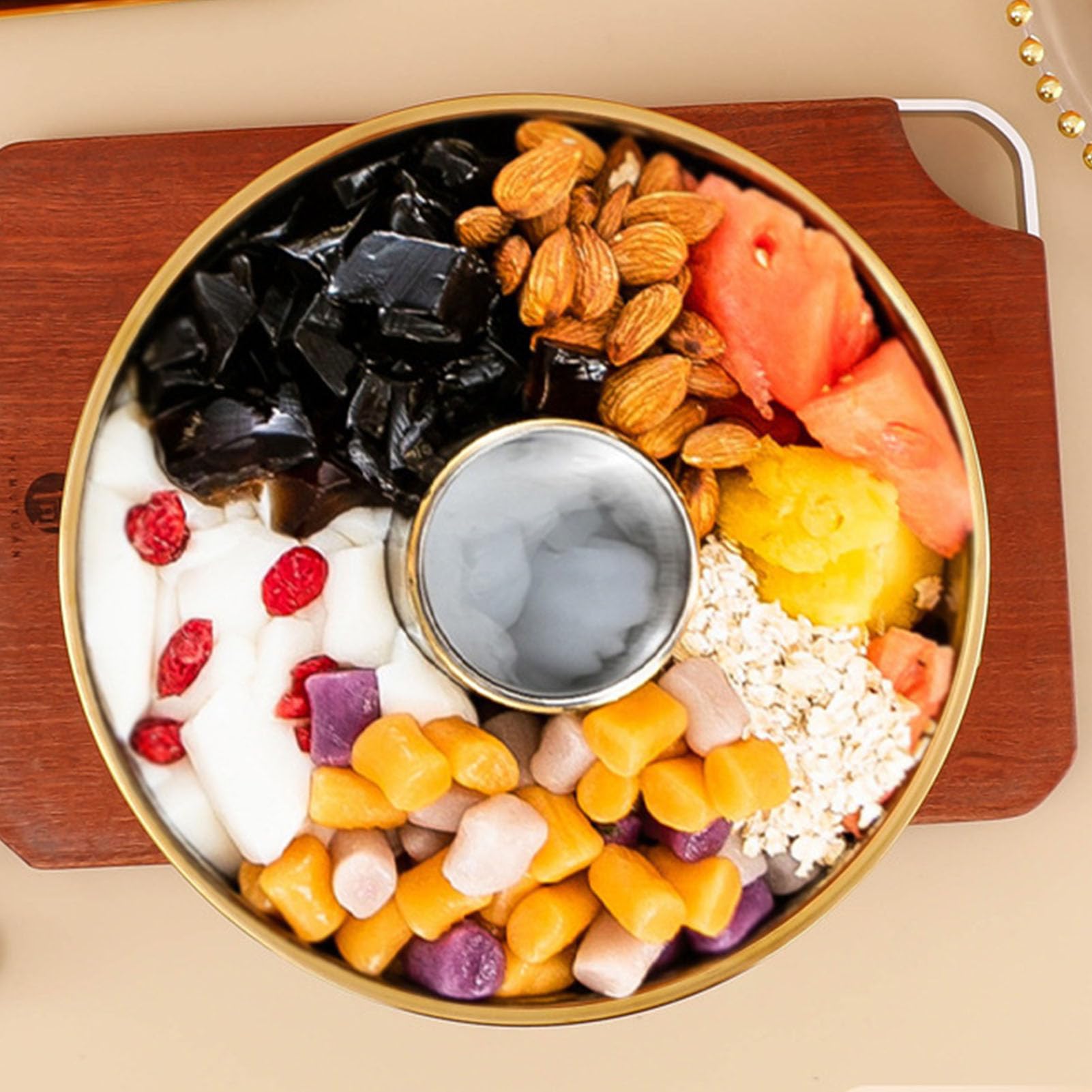 Stainless Steel Charcoal Dry Ice Hot Pots Chinese Beijing Charcoal Imitation Copper Dessert Hot Pot t for a Unique Cooking Experience and Dessert Display (Medium)