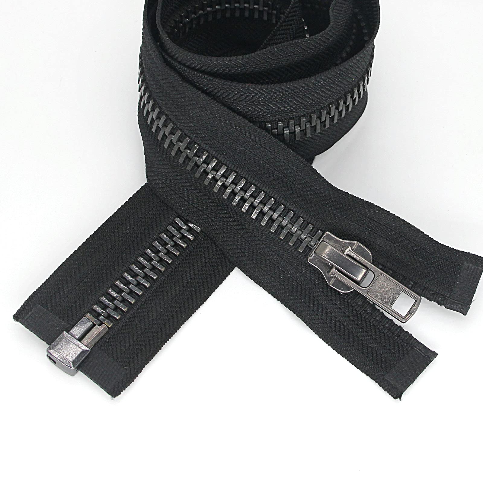 Photo 1 of #10 30 Inch Separating Metal Zippers Black Nickel Heavy Duty Metal Zipper for DIY Sewing Crafts Jacket Coat,1PC/Pack,SHUNLI