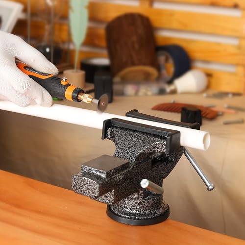 Universal Bench Vise, 3.15 Inch Table Clamp, 360Â° Swivel Base, Small