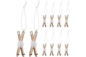 Hemoton 10 Pcs Miniature Wood Christmas Ski Xmas Tree Decor - Ski Sled Ornaments