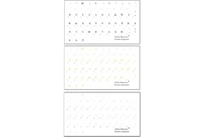 Online-Welcome Russian Cyrillic Letters Keyboard Stickers, Vinyl, White Black Yellow, 4x3 Inches, Plastic, Laptop, Alphabet, 