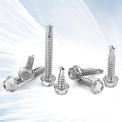 #14 x 1" Sheet Metal Screws Hex Washer Head Self