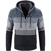 Kinkia Men's Zip Up Hoodies Casual Long Sleeve Full Zipper Sherpa Fleece Lined Knit Cardigan Sweater Jacket with Pockets(KK0016-NavyK1-2XL), XX-Large