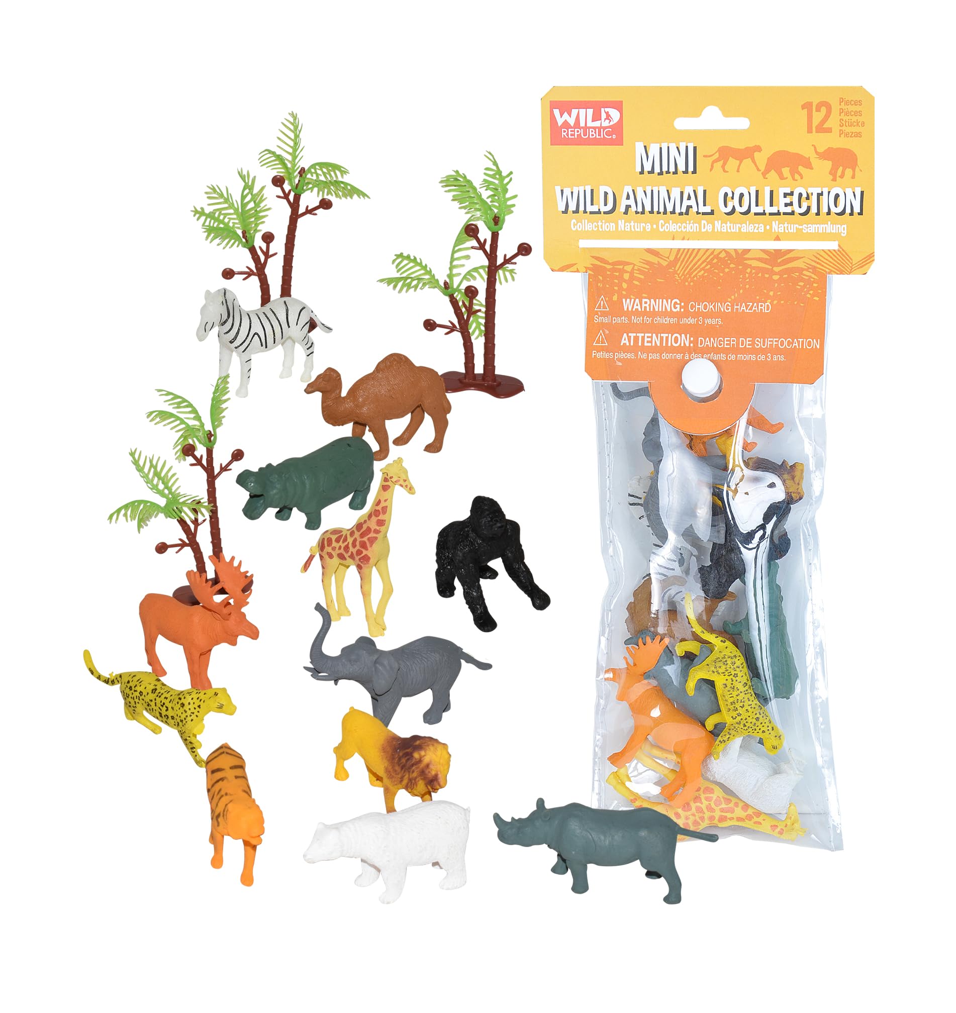 Wild Republic 22114 Mini Animal Polybag Kids Gifts, Giraffe, Cheetah, Educational Toys, Wildes Tier